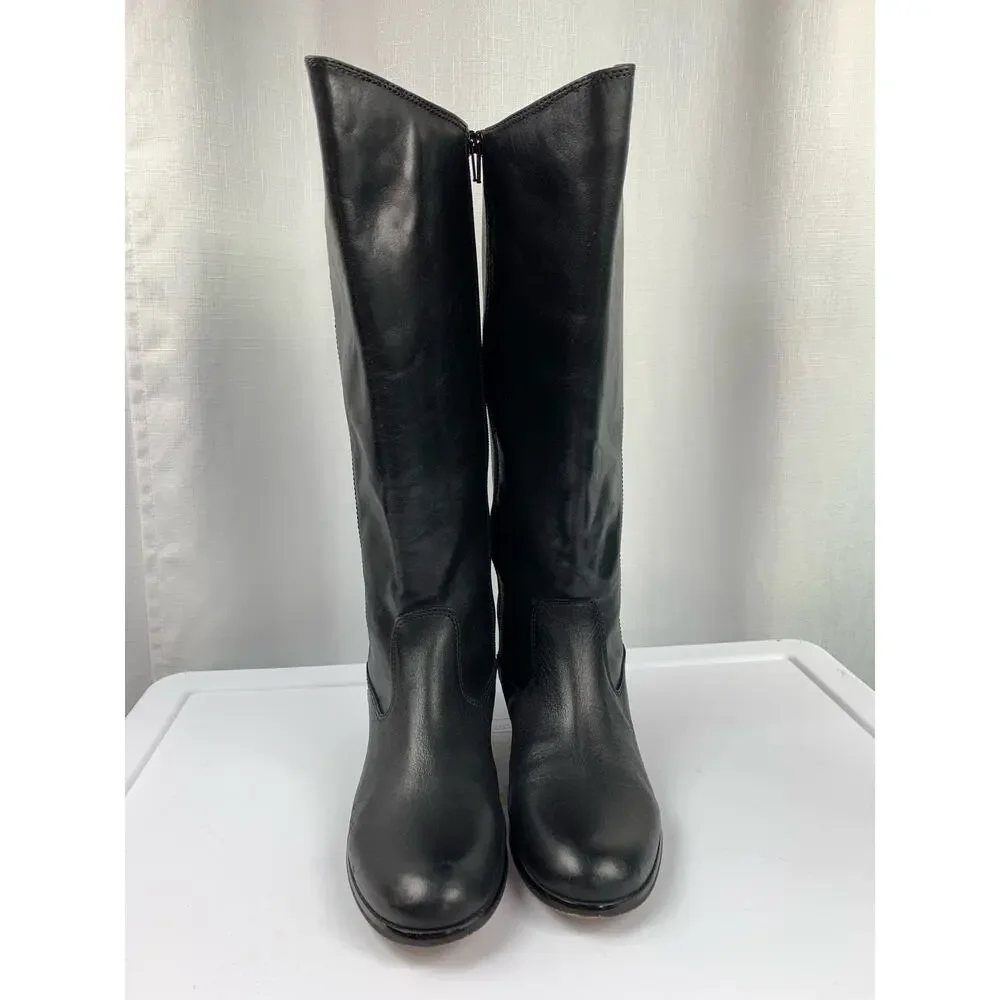 Kenneth Cole NY Mea Womens Leather Knee-High Boots Low Heel Almond Toe